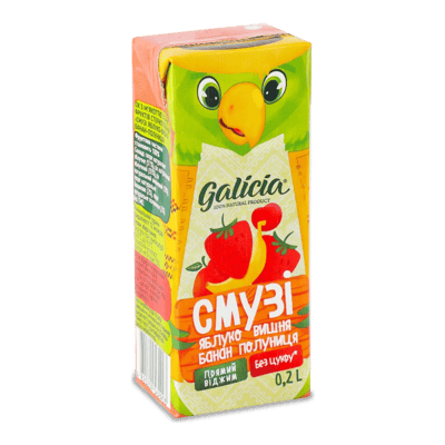 Smoothie de manzana, cereza, plátano, fresa